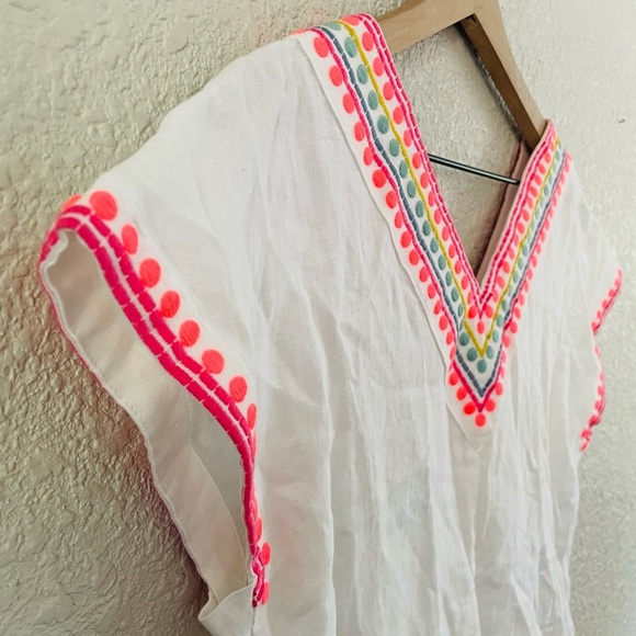 Boden White Linen Embroidered Swim Cover - Picture 2 of 12